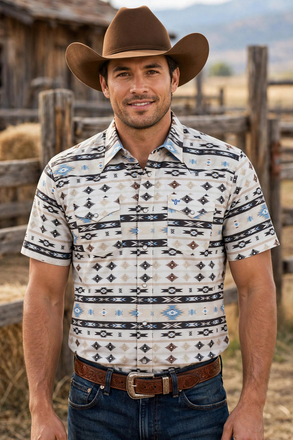 Men's Rodeo Aztec Short Sleeve Shirt
