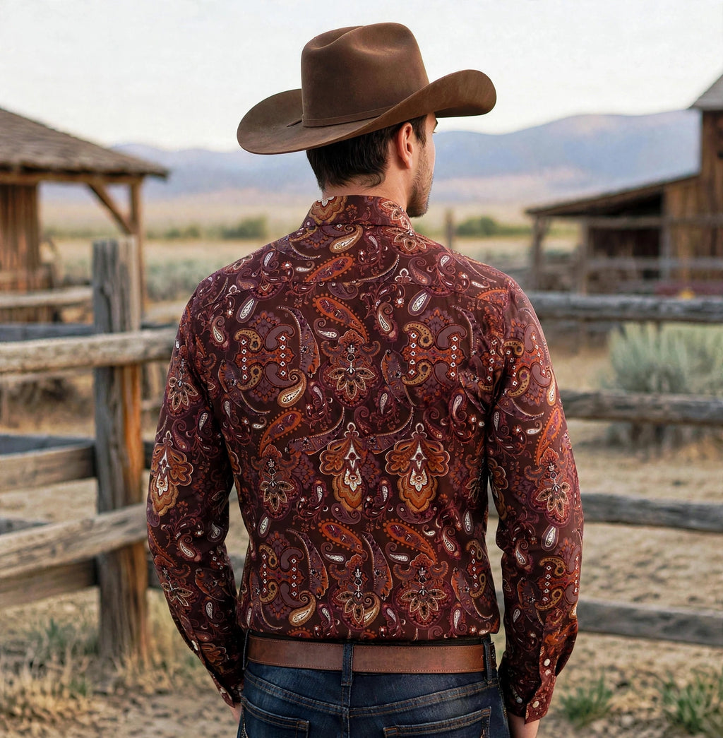 Men's Western Button Down Print Long sleeve