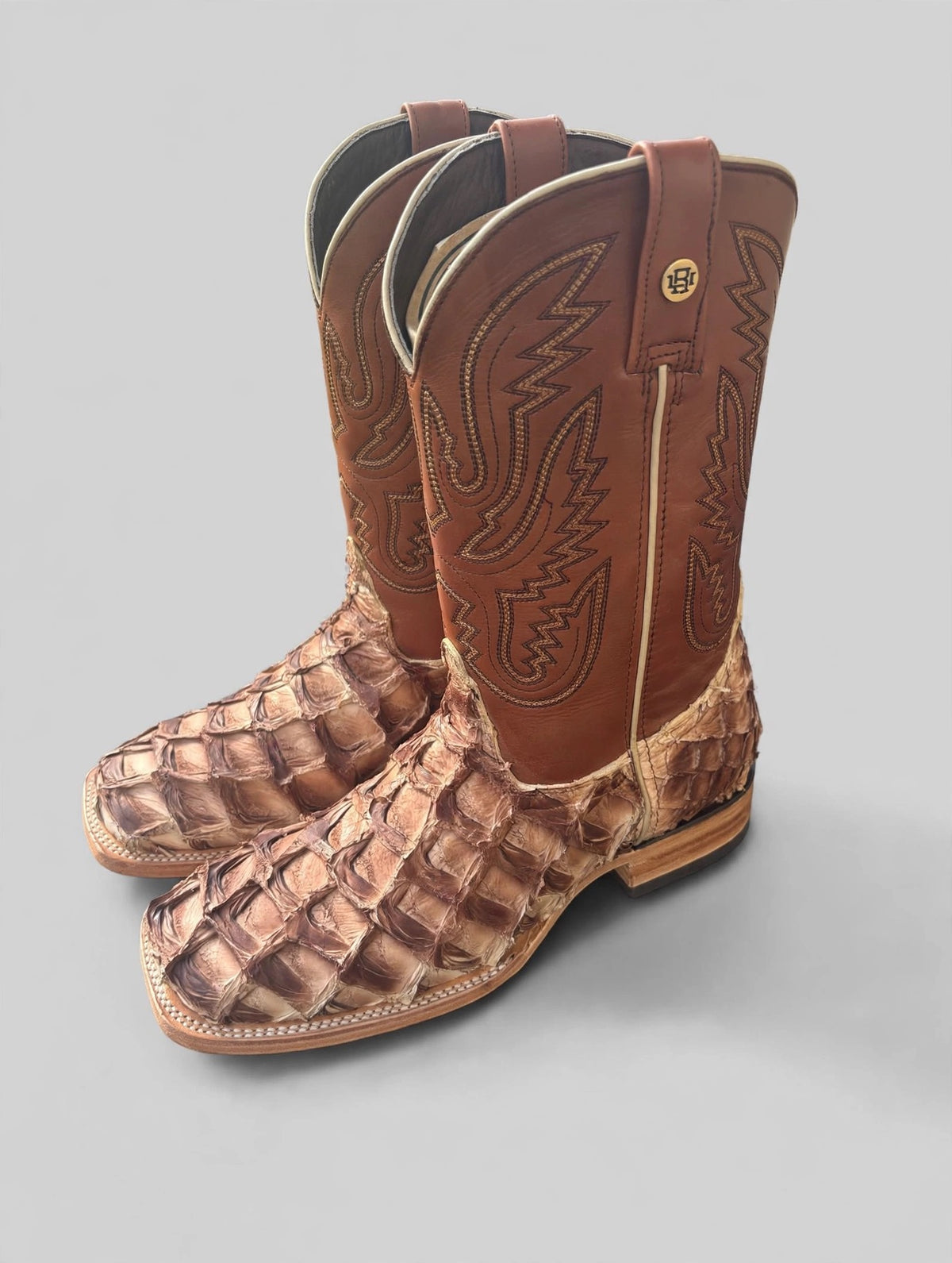 Bronzer Men’s Safari Eclipse Exotic Pirarucu- Square toe Boots