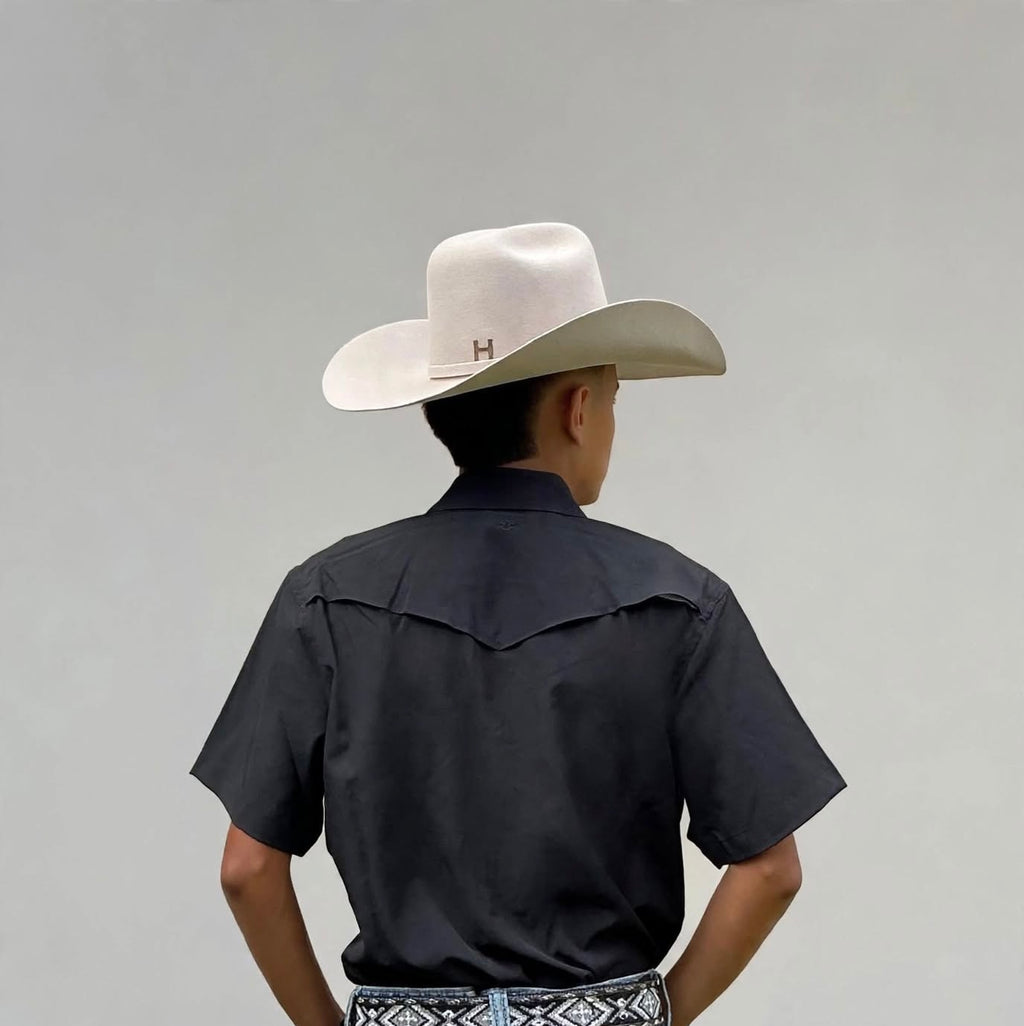 Men’s UPF 50+ Sun Protection Short Sleeve Western Shirt-RT102S-BLACK