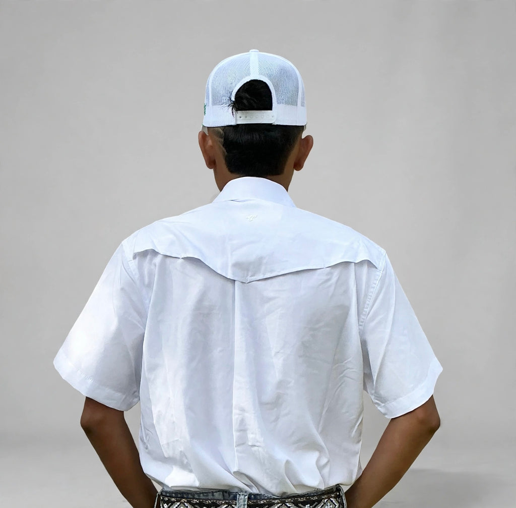 Men’s UPF 50+ Sun Protection Short Sleeve Western Shirt-RT102S-WHITE