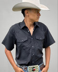 Men’s UPF 50+ Sun Protection Short Sleeve Western Shirt-RT102S-BLACK
