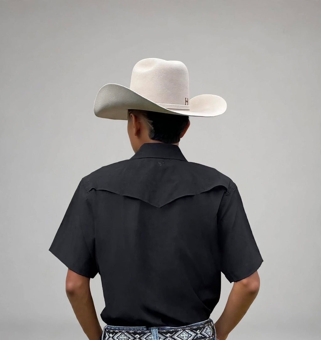 Men’s UPF 50+ Sun Protection Short Sleeve Western Shirt-RT102S-BLACK