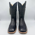 Bronzer Men's Black Exotic Caiman Tail Skin- Square Toe Boots