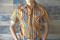 Men's Short Sleeve Western Pearl Snap Aztec Shirt- Orange