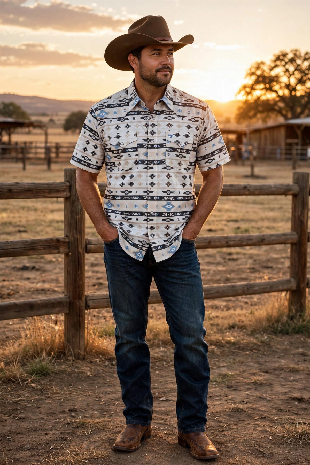 Men's Rodeo Aztec Short Sleeve Shirt