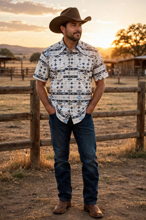 Men's Rodeo Aztec Short Sleeve Shirt