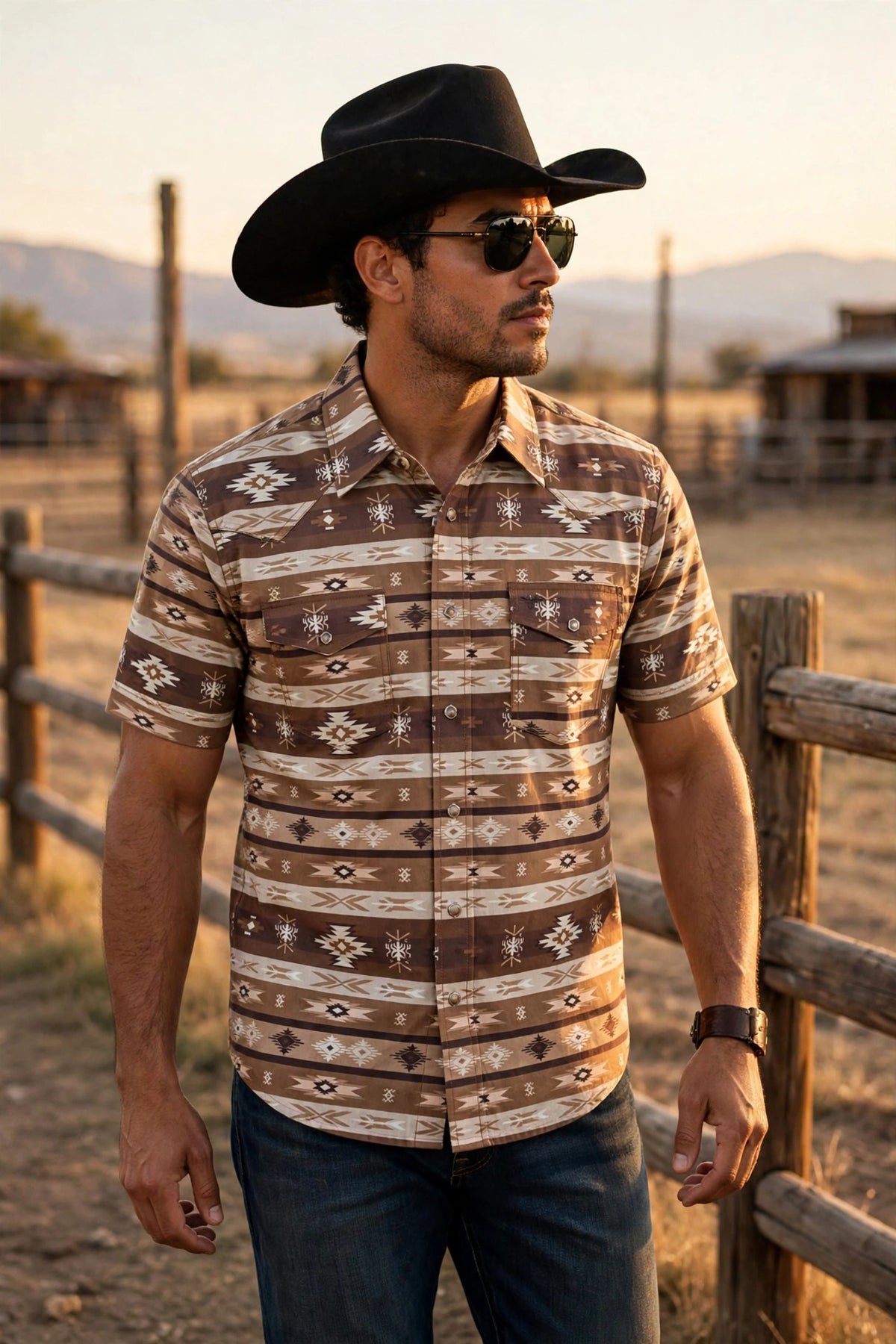 Men's Rodeo Aztec Short Sleeve Shirt