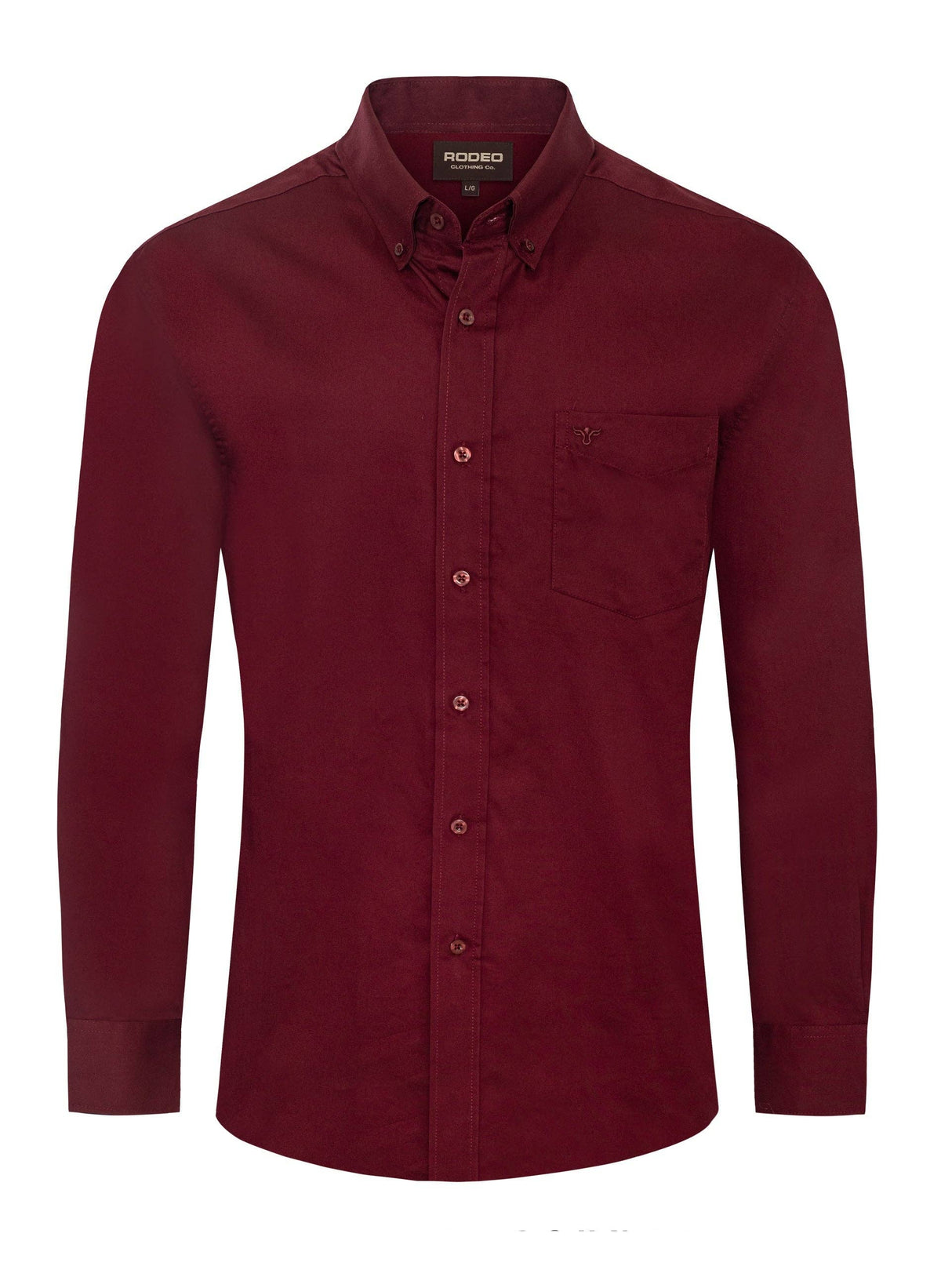 Men’s Solid Western 100% Cotton Twill Button Down Shirt-AC110L-BURGUNDY