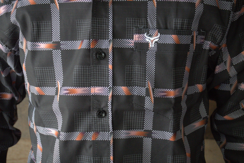 Men's Western Long Sleeve Button Shirt- Black Bull
