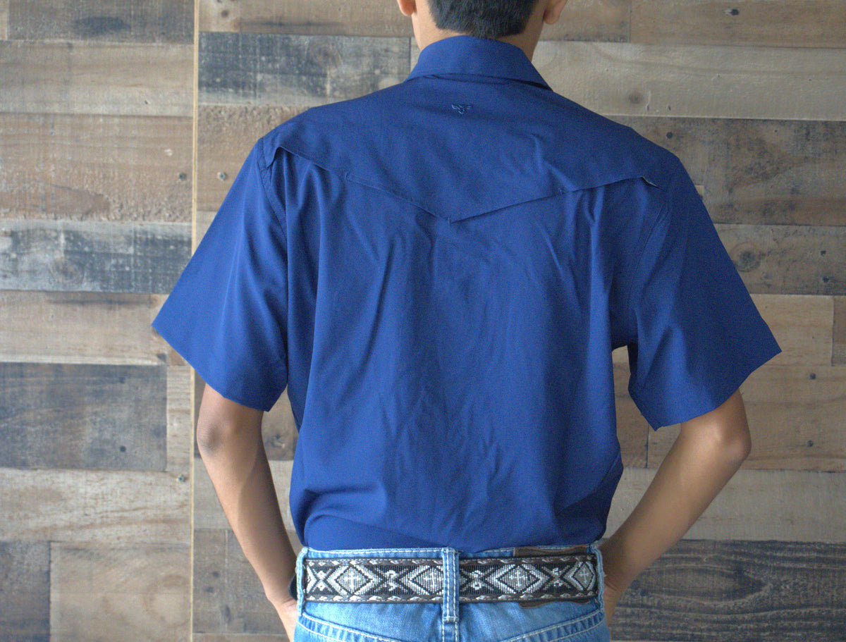 Men’s UPF 50+ Sun Protection Short Sleeve Western Shirt-RT102S-NAVY