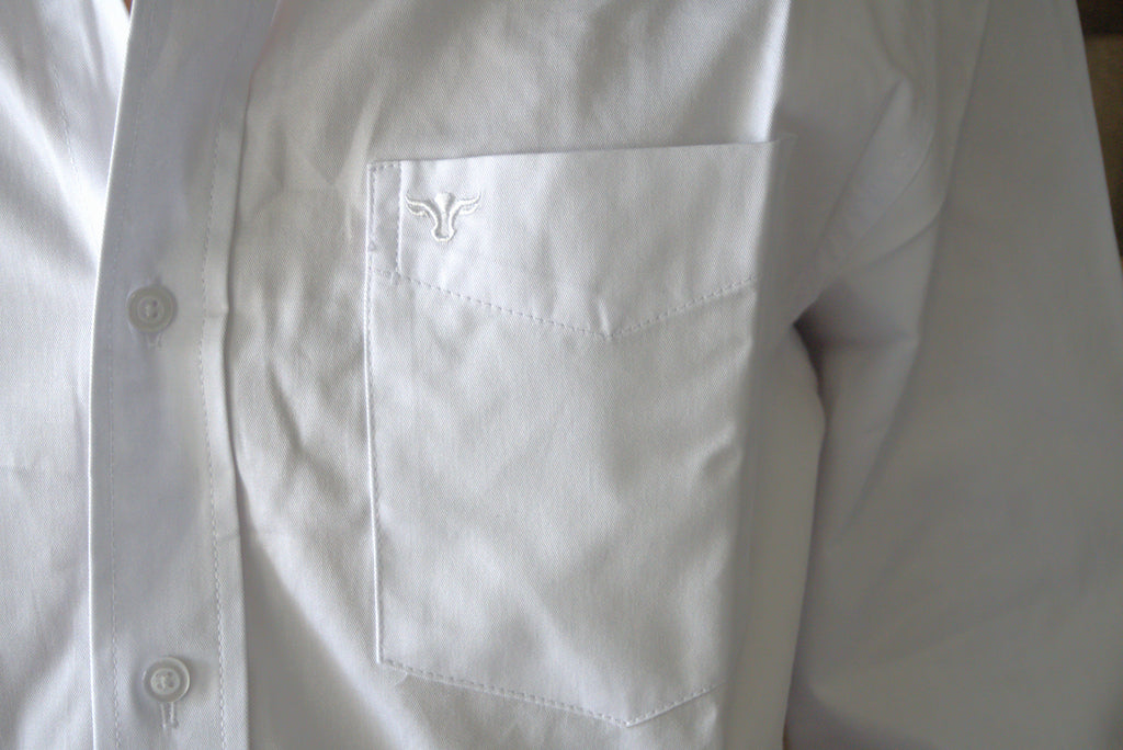 Men’s Solid Western 100% Cotton Twill Button Down Shirt-AC110L-WHITE