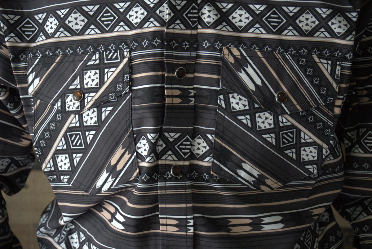 Señor De Los Cielos Long Sleeve Pearl Snap Shirt- Aztec Dark Brown