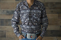 Señor De Los Cielos Long Sleeve Pearl Snap Shirt- Aztec Dark Brown